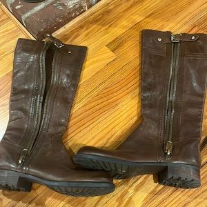 Franco Sarto Women's Shoes Hadley Leather ClosedToe OverKnee Fashion Boots Brown